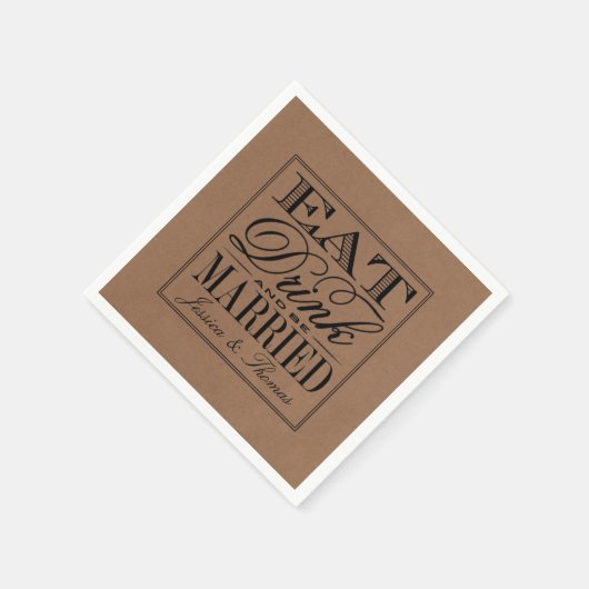 Eet, Drink en wees getrouwd Rustic Kraft Wedding Servetten (Hoek)