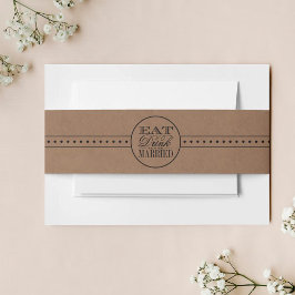 Eet, Drink en wees getrouwd Rustic Kraft Wedding Uitnodigingen Wikkel