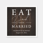 Eet Drink en wees getrouwd rustieke houten bruilof Servet (Voorkant)