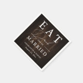 Eet Drink en wees getrouwd rustieke houten bruilof Servet (Hoek)