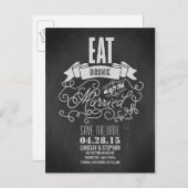 Eet Drink en wees getrouwd Save the Date briefkaar Aankondigingskaart (Voorkant / Achterkant)