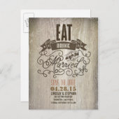 Eet Drink en wees getrouwd Save the Date briefkaar Aankondigingskaart (Voorkant / Achterkant)