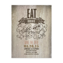 Eet Drink en wees getrouwd Save the Date briefkaar