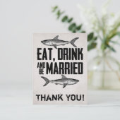Eet Drink en wees getrouwd Shark Wedding Dank u Briefkaart (Staand voorkant)