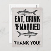 Eet Drink en wees getrouwd Shark Wedding Dank u Briefkaart (Voorkant / Achterkant)