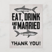 Eet Drink en wees getrouwd Shark Wedding Dank u Briefkaart (Voorkant)