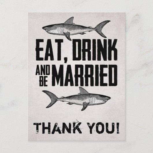 Eet Drink en wees getrouwd Shark Wedding Dank u Briefkaart (Voorkant)