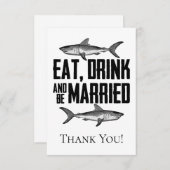 Eet Drink en wees getrouwd Shark Wedding Flat Bedankkaart (Voorkant / Achterkant)