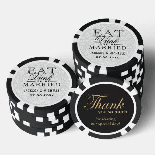 Eet, Drink en wees getrouwd Sinaasappel Flowers Poker Chips (Opstapeling)