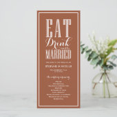 Eet, drink en wees getrouwd Terracotta bruiloft Programmakaart (Staand voorkant)