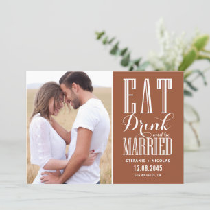 Eet Drink en wees getrouwd Terracotta Foto Save The Date