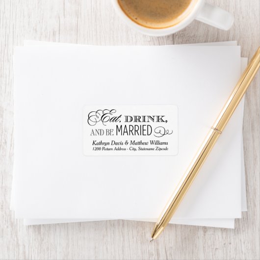 Eet, Drink en Wees Getrouwd Trouwadres Etiket (Insitu)