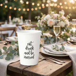 Eet, Drink en Wees Getrouwd Trouwdag Papieren Bekers