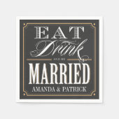  Eet Drink en Wees getrouwd Trouwservetten Servetten (Voorkant)