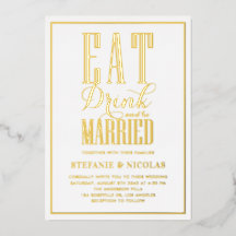 Eet, Drink en wees Getrouwd Typografie Trouwdag