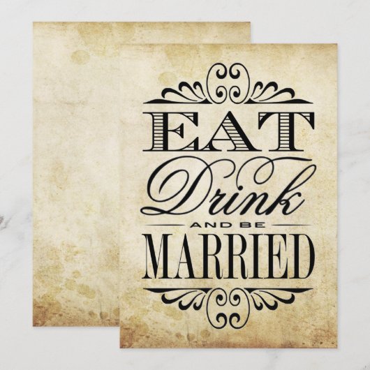 Eet, Drink en wees getrouwd - Vintage Wedding Sign (Voorkant / Achterkant)