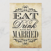 Eet, Drink en wees getrouwd - Vintage Wedding Sign (Voorkant)