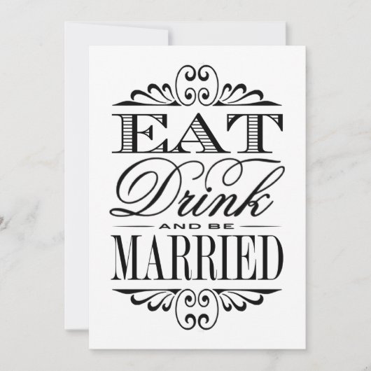 Eet, Drink en wees getrouwd - Wit trouwbord Kaart (Voorkant)