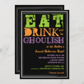 Eet, Drink en wees glanzend! Halloween Party Kaart (Voorkant / Achterkant)