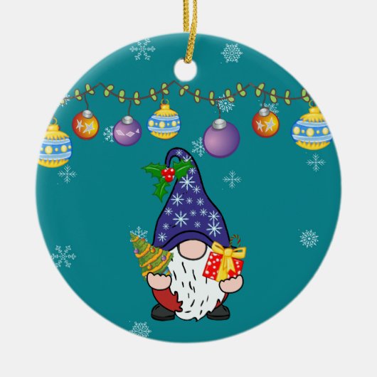 Eet Drink en wees Gnomie Keramisch Ornament (Voorkant)