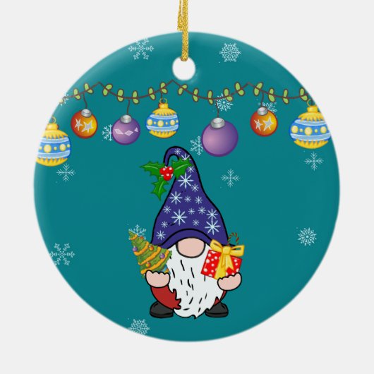 Eet Drink en wees Gnomie Keramisch Ornament (Achterkant)