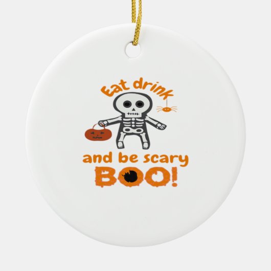 Eet, drink en wees grappig eng keramisch ornament (Voorkant)