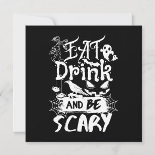 Eet Drink En Wees Grappig Zwart Wit Horror Kaart