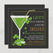 Eet, Drink en wees Iers St. Patrick's Day Cocktail Kaart (Voorkant / Achterkant)