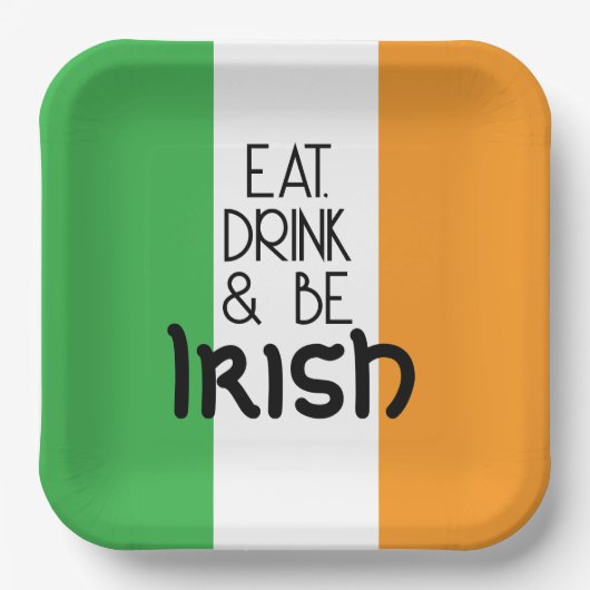 Eet drink en wees Irish Paper Bord (Voorkant)