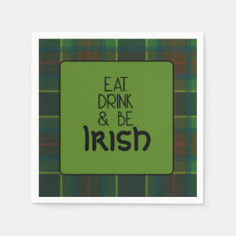 Eet, Drink en wees Irish Plaid Paper Napkin Servet