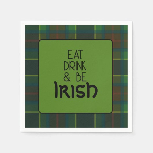 Eet, Drink en wees Irish Plaid Paper Napkin Servet (Voorkant)