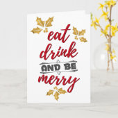 Eet Drink en wees lekker, feestdag, kerstmis Kaart (Gele Bloem)