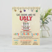 Eet Drink en wees lelijk kerst trui feest Kaart (Staand voorkant)