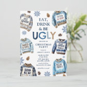 Eet, Drink en wees lelijk! Lelijke trui kerstfeest Kaart (Staand voorkant)