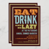 Eet, Drink en wees lui op een zomerfeest Kaart (Voorkant / Achterkant)