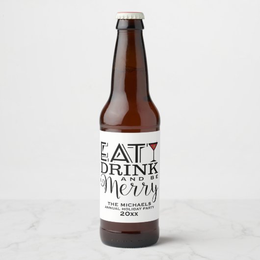 Eet, Drink en wees Merry Bier Etiket (Voorkant)