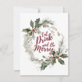 Eet, Drink en wees Merry Feestdagenkaart (Voorkant)