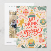 Eet, Drink en wees Merry Feestdagenkaart (Voorkant / Achterkant)