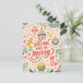 Eet, Drink en wees Merry Feestdagenkaart (Staand voorkant)