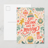 Eet, Drink en wees Merry Feestdagenkaart (Voorkant / Achterkant)