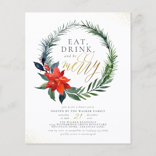 Eet Drink en wees Merry | Gold-kerstfeestbudget (Voorkant)