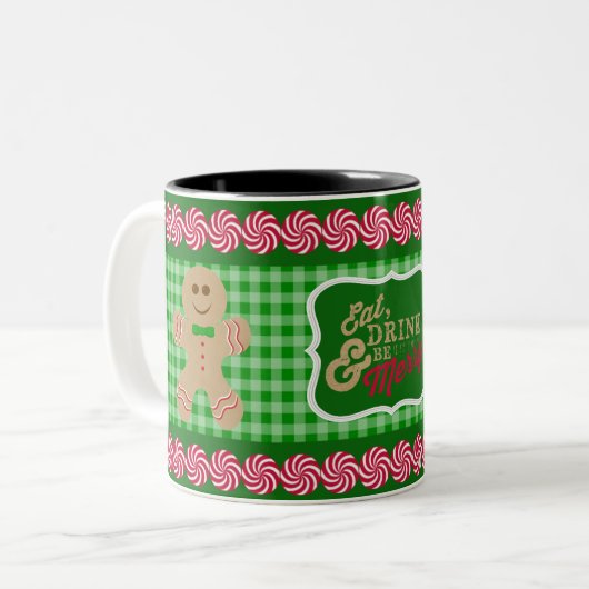 Eet, Drink en wees Merry Green Gingerbrood Mok (Voorkant links)