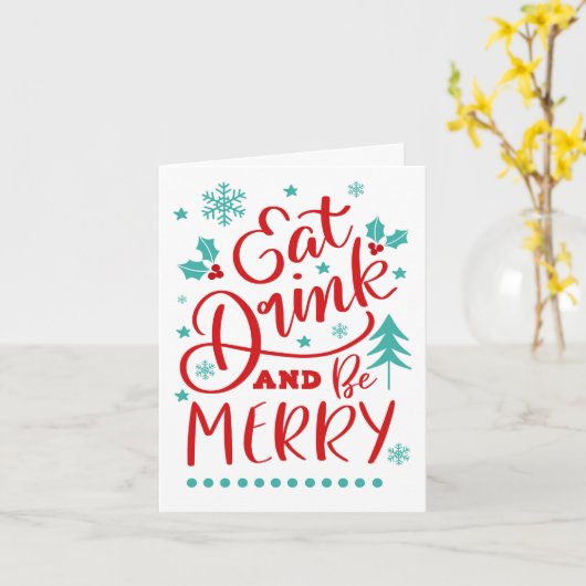 Eet, Drink en wees Merry Kaart (Gele Bloem)