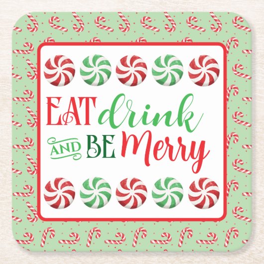 Eet Drink en wees Merry Kartonnen Onderzetters (Voorkant)