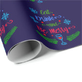 Eet, Drink en wees Merry, kerstfeestdag, ZSSPG Cadeaupapier (Rol Hoek)