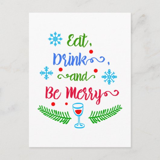 Eet, Drink en wees Merry, kerstfeestdag, ZSSPG Feestdagenkaart (Voorkant)