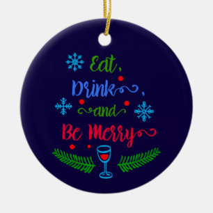 Eet, Drink en wees Merry, kerstfeestdag, ZSSPG Keramisch Ornament
