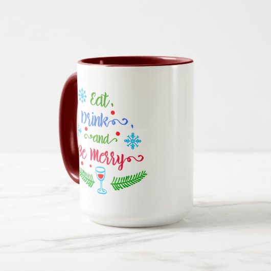 Eet, Drink en wees Merry, kerstfeestdag, ZSSPG Mok (Voorkant links)