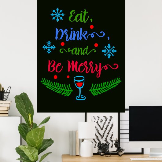 Eet, Drink en wees Merry, kerstfeestdag, ZSSPG Poster (Thuiskantoor)