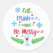 Eet, Drink en wees Merry, kerstfeestdag, ZSSPG Ronde Sticker (Voorkant)